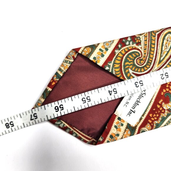 JOHN COMFORT Men's 100% Silk Necktie ENGLAND Designer Paisley Red/Multi EUC - Picture 4 of 7